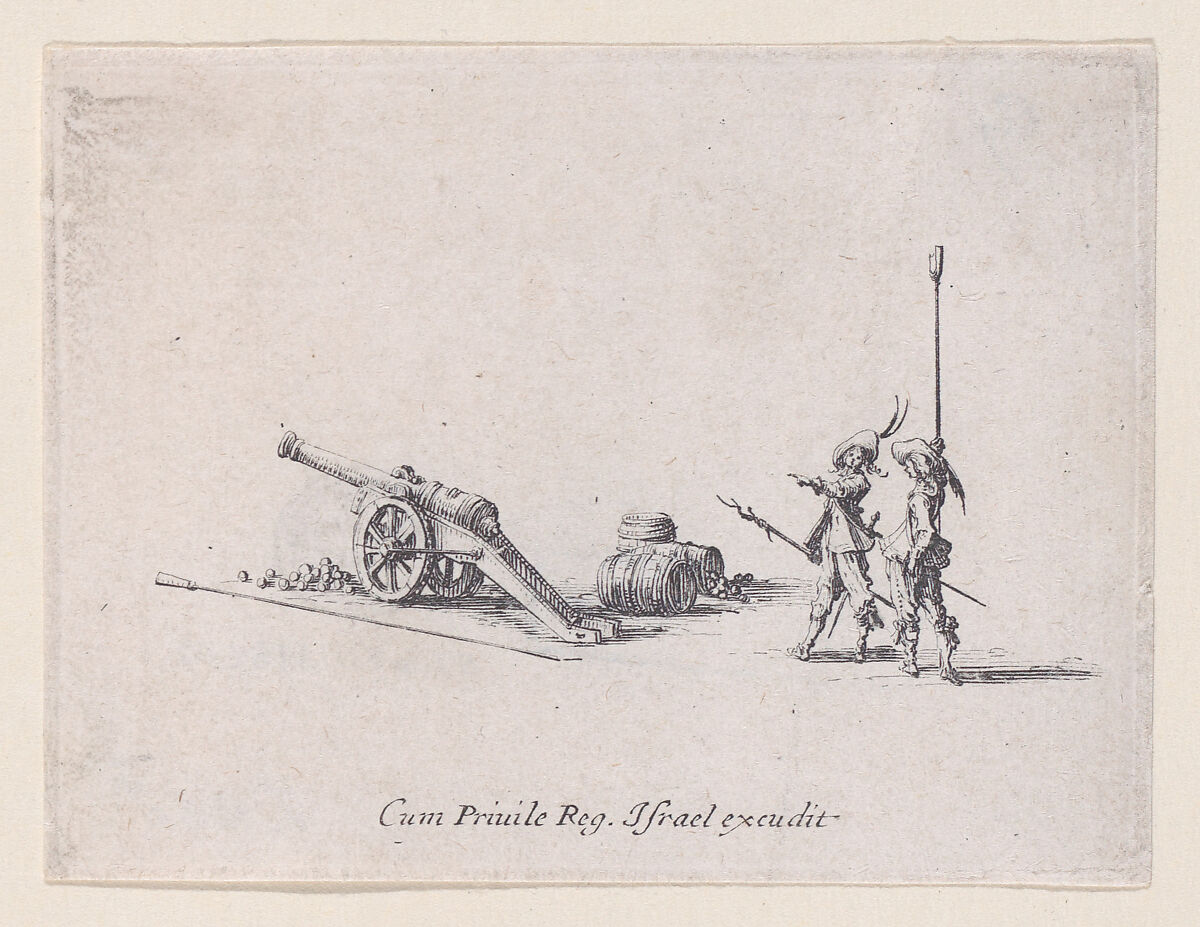 L'Exercice du Canon: La Preparation (Drill of the Cannon: The Preparation), from "Les Exercices Militaires" (The Military Exercises), Jacques Callot (French, Nancy 1592–1635 Nancy), Etching; first state of two (Lieure) 