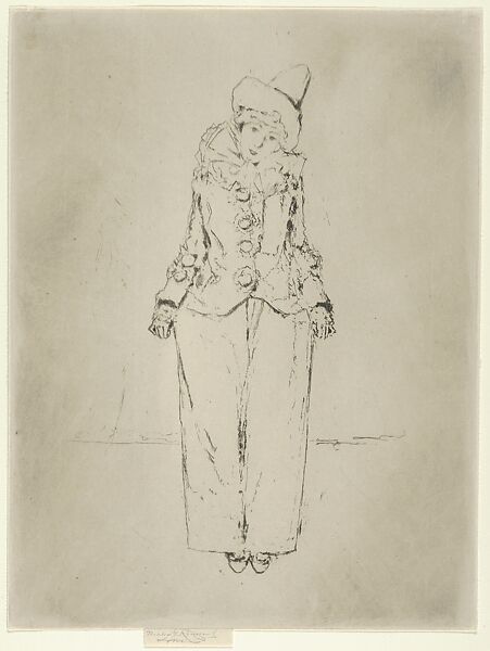Pierrot en Pied, Portrait of the Lady A. C., Théodore Roussel (French, Lorient, Brittany 1847–1926 St. Leonards-on-Sea, Sussex), Etching 