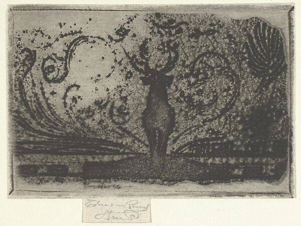 A Stag, A Study, Théodore Roussel (French, Lorient, Brittany 1847–1926 St. Leonards-on-Sea, Sussex), Softground etching 