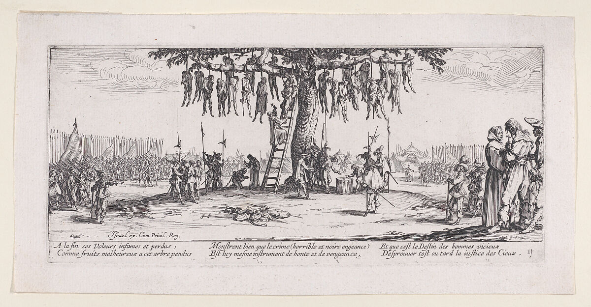 La Pendaison (The Hanging), from Les Misères et les Mal-Heures de la Guerre (The Miseries and Misfortunes of War), plate 11, Jacques Callot (French, Nancy 1592–1635 Nancy), Etching; second state of three (Lieure) 