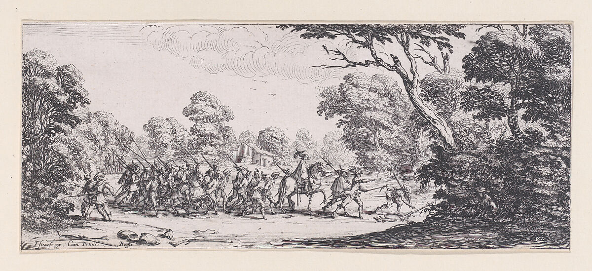 Découverte des Malfaiteurs (The Discovery of the Criminals), plate 9 from "Les Misères et les Mal-Heures de la Guerre" (The Miseries and Misfortunes of War), Jacques Callot (French, Nancy 1592–1635 Nancy), Etching; first or second state of three (Lieure) 