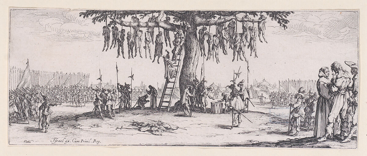 La Pendasion (The Hanging), plate 11 from "Les Misères et les Mal-Heures de la Guerre" (The Miseries and Misfortunes of War), Jacques Callot (French, Nancy 1592–1635 Nancy), Etching; first or second state of three (Lieure) 