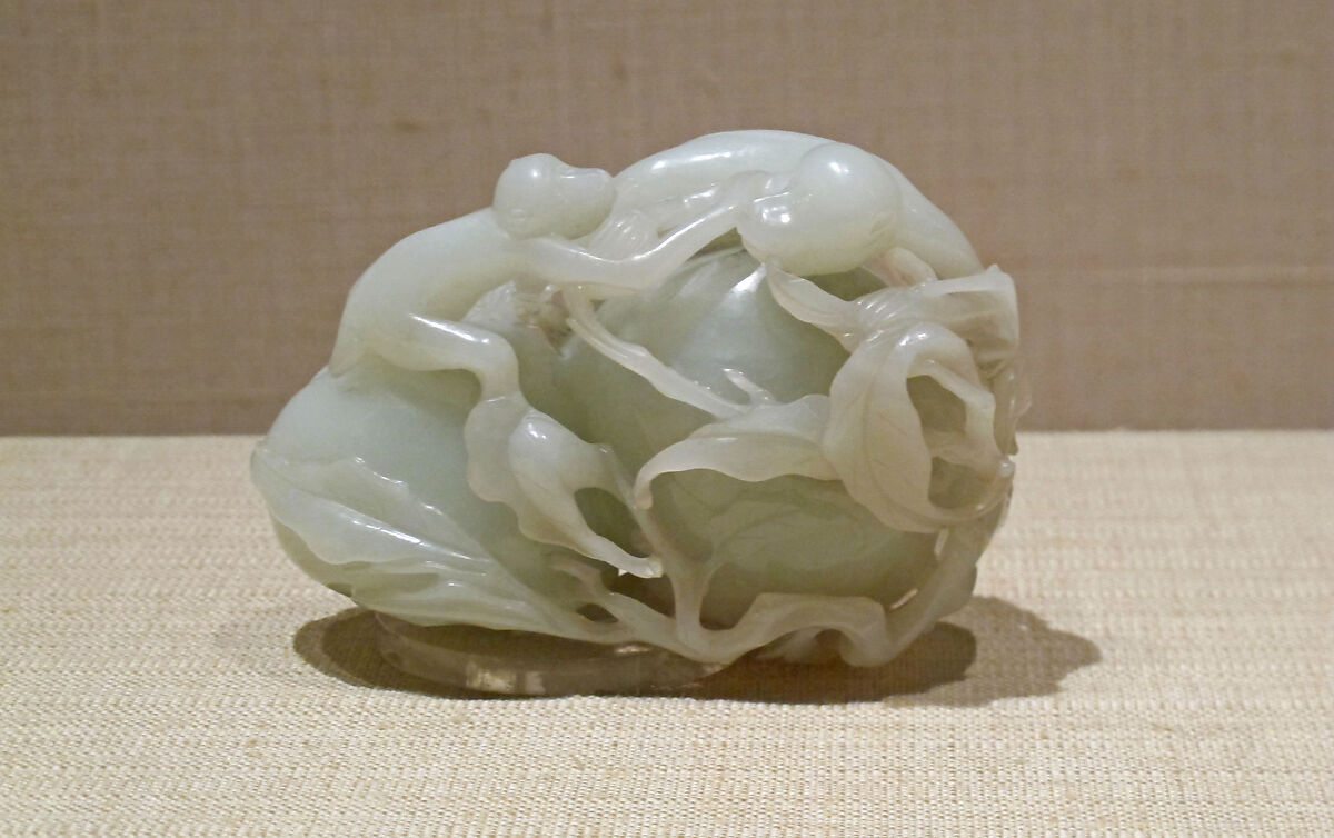 Two Monkeys on Two Peaches, Jade (nephrite), China 