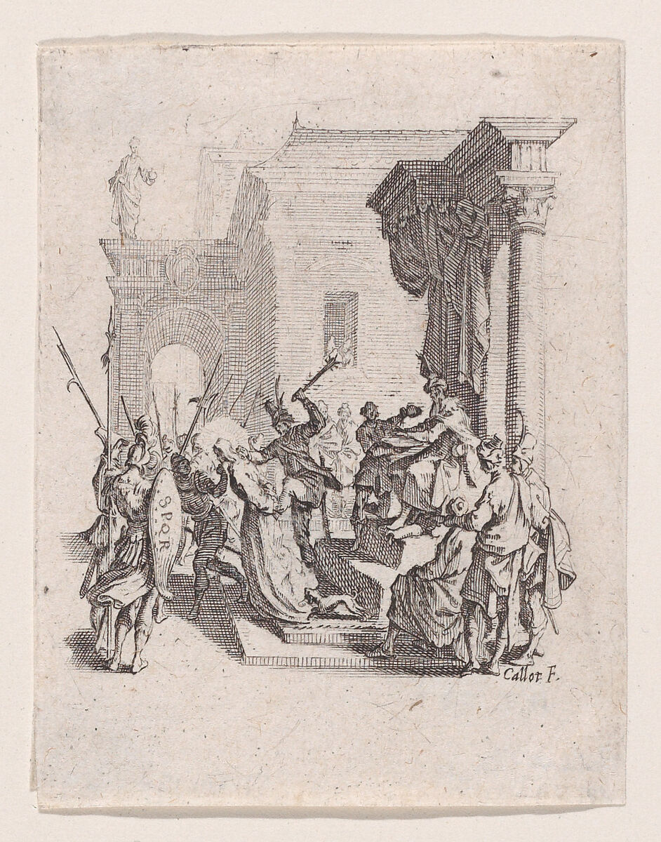 Jésus et la Femme Adultère (Jesus and the Woman Taken in Adultery), plate 5 from "Le Nouveau Testament" (The New Testament), Jacques Callot (French, Nancy 1592–1635 Nancy), Etching; second state of two (Lieure) 