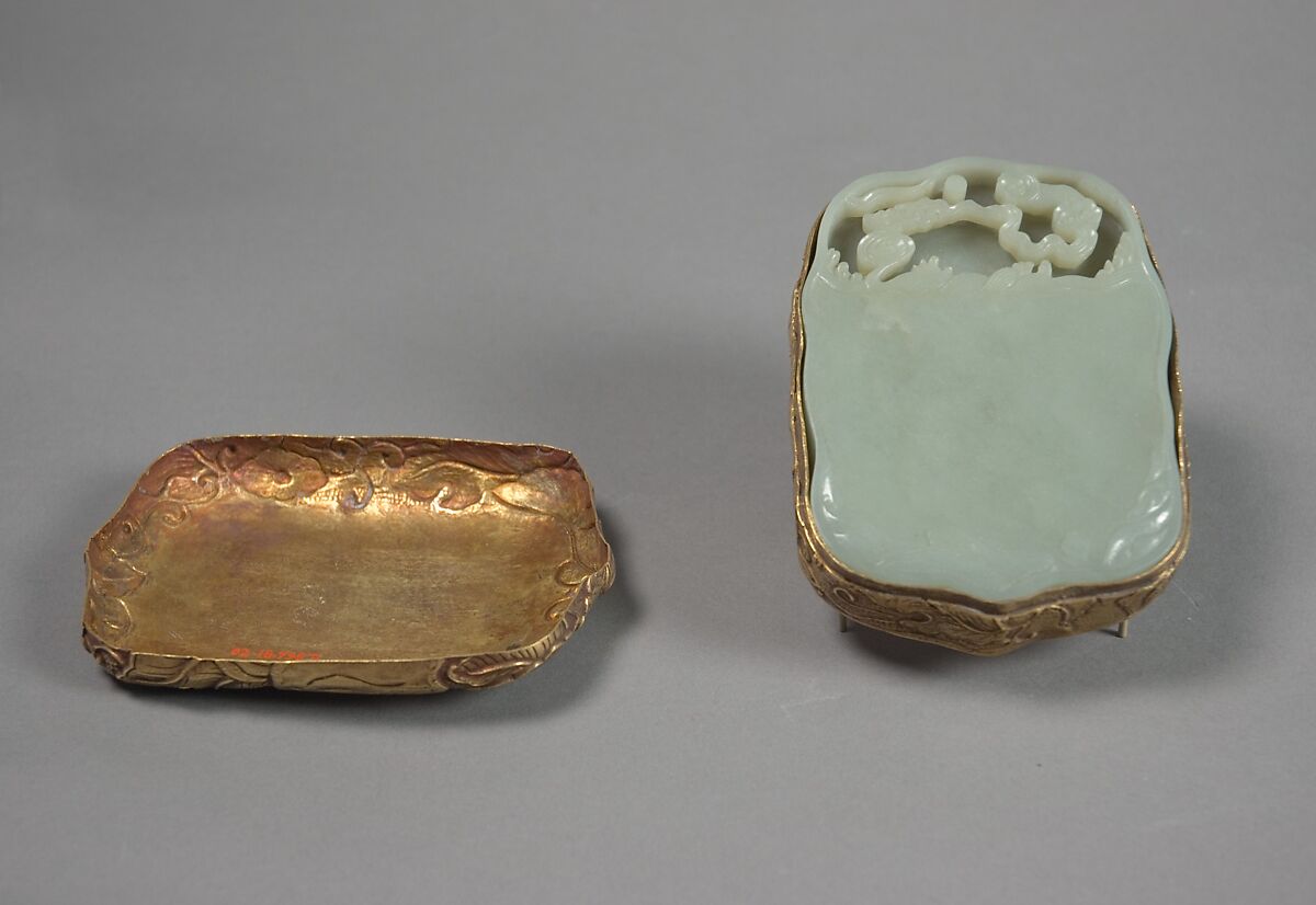 Ink palette, Jade (nephrite), silver (case), China 