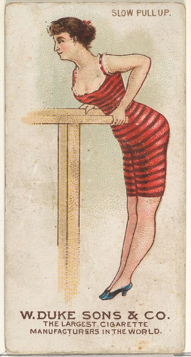 Slow Pull Up, from the Gymnastic Exercises series (N77) for Duke brand cigarettes, Issued by W. Duke, Sons &amp; Co. (New York and Durham, N.C.), Commercial color lithograph 