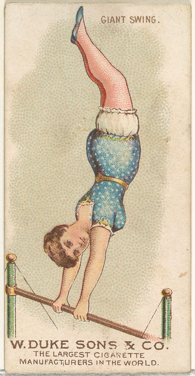 Giant Swing, from the Gymnastic Exercises series (N77) for Duke brand cigarettes, Issued by W. Duke, Sons &amp; Co. (New York and Durham, N.C.), Commercial color lithograph 