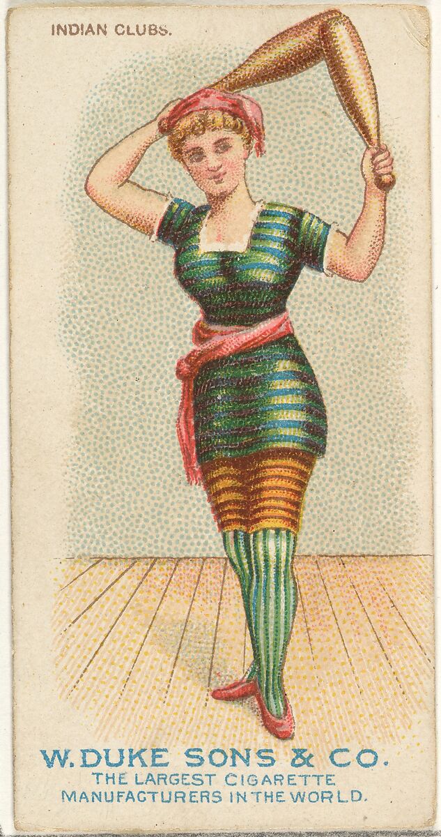 Indian Clubs, from the Gymnastic Exercises series (N77) for Duke brand cigarettes, Issued by W. Duke, Sons &amp; Co. (New York and Durham, N.C.), Commercial color lithograph 