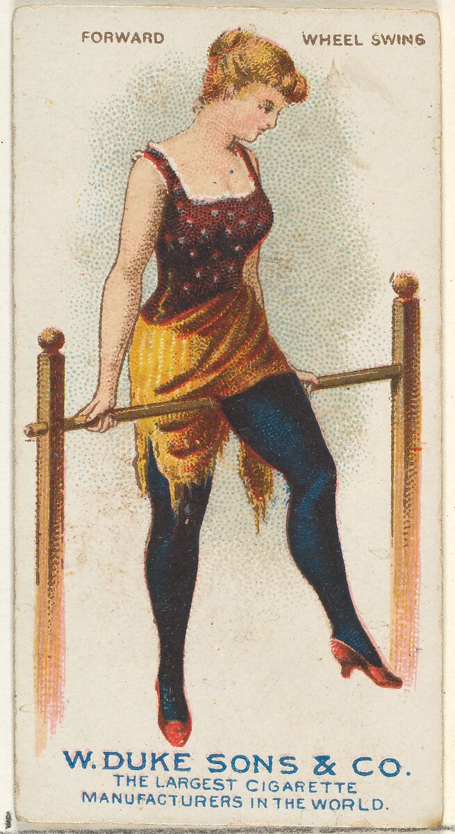 Forward Wheel Swing, from the Gymnastic Exercises series (N77) for Duke brand cigarettes, Issued by W. Duke, Sons &amp; Co. (New York and Durham, N.C.), Commercial color lithograph 