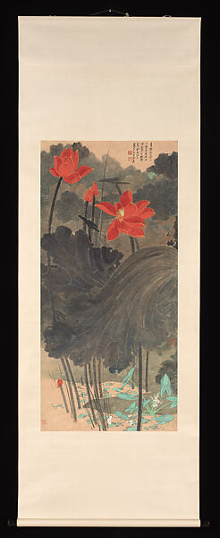 Lotus, Chang Dai-chien (Zhang Daqian) (Chinese, 1899–1983), Hanging scroll; ink and color on paper, China