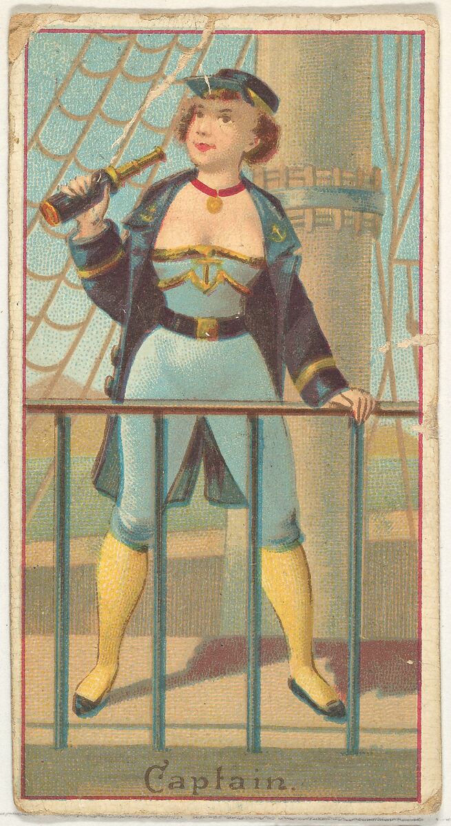 Captain, from the Occupations of Women series (N502) for Frishmuth's Tobacco Company, Issued by Frishmuth&#39;s Tobacco Company (American)  , Philadelphia, Commercial color lithograph 