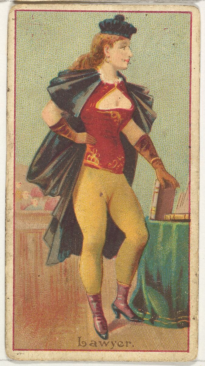 Lawyer, from the Occupations of Women series (N502) for Frishmuth's Tobacco Company, Issued by Frishmuth&#39;s Tobacco Company (American)  , Philadelphia, Commercial color lithograph 