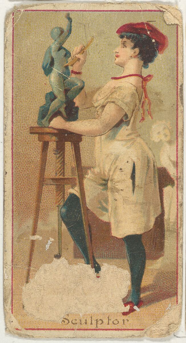 Sculptor, from the Occupations of Women series (N502) for Frishmuth's Tobacco Company, Issued by Frishmuth&#39;s Tobacco Company (American)  , Philadelphia, Commercial color lithograph 