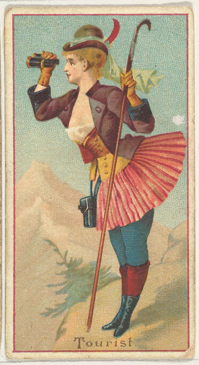Tourist, from the Occupations of Women series (N502) for Frishmuth's Tobacco Company, Issued by Frishmuth&#39;s Tobacco Company (American)  , Philadelphia, Commercial color lithograph 
