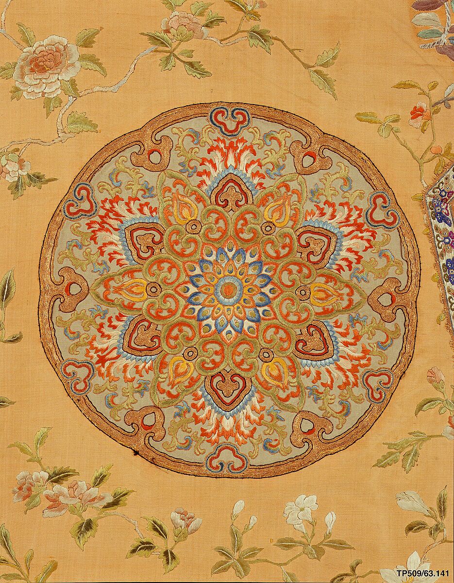 Woman's Informal Coat with Large Rosettes, Silk and metallic thread embroidery on plainweave silk, China