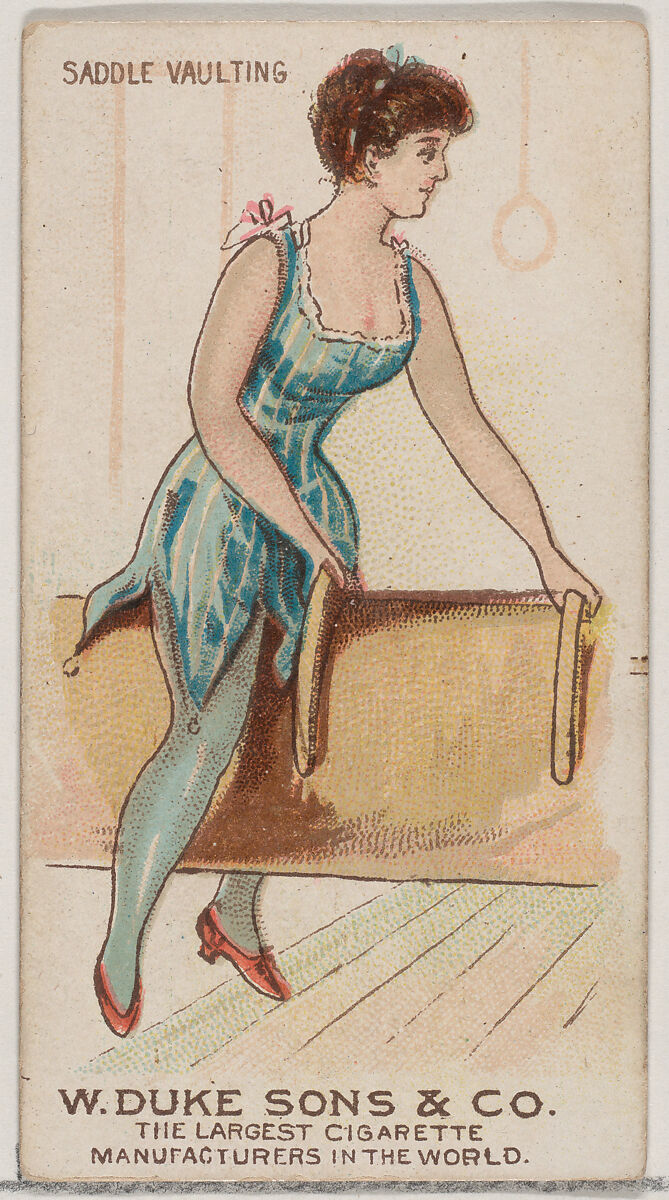 Saddle Vaulting, from the Gymnastic Exercises series (N77) for Duke brand cigarettes, Issued by W. Duke, Sons &amp; Co. (New York and Durham, N.C.), Commercial color lithograph 