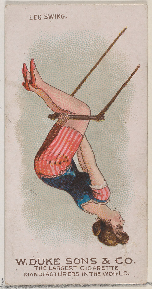 Leg Swing, from the Gymnastic Exercises series (N77) for Duke brand cigarettes, Issued by W. Duke, Sons &amp; Co. (New York and Durham, N.C.), Commercial color lithograph 