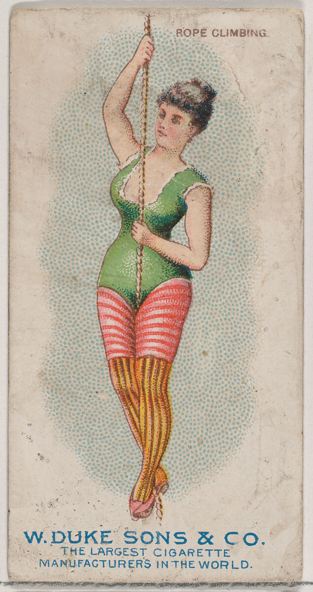 Rope Climbing, from the Gymnastic Exercises series (N77) for Duke brand cigarettes, Issued by W. Duke, Sons &amp; Co. (New York and Durham, N.C.), Commercial color lithograph 