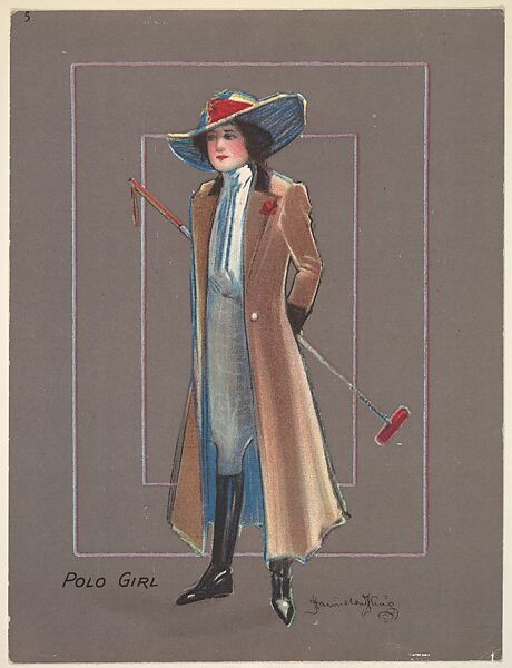 Polo Girl, from the series "Hamilton King Girls" (T7, Type 6, Sports Girls), issued by Turkish Trophies Cigarettes, Hamilton King (American, 1871–1941), Commercial color lithograph 