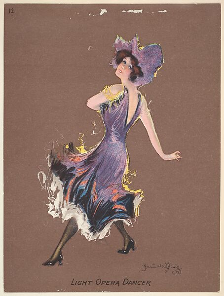 Light Opera Dancer, from the series "Hamilton King Girls" (T7, Type 6, Sports Girls), issued by Turkish Trophies Cigarettes, Hamilton King (American, 1871–1941), Commercial color lithograph 