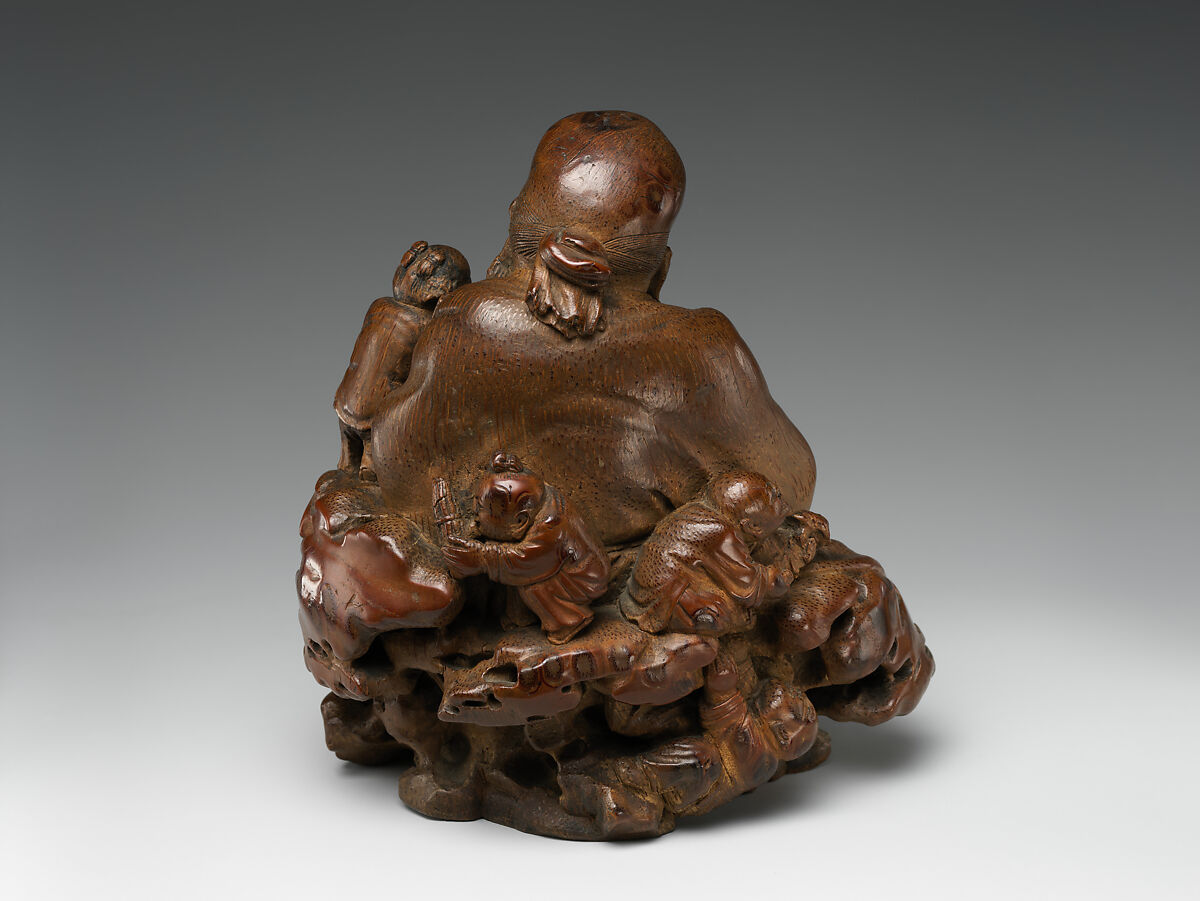 God of Longevity (Shoulao) with children, Bamboo, China