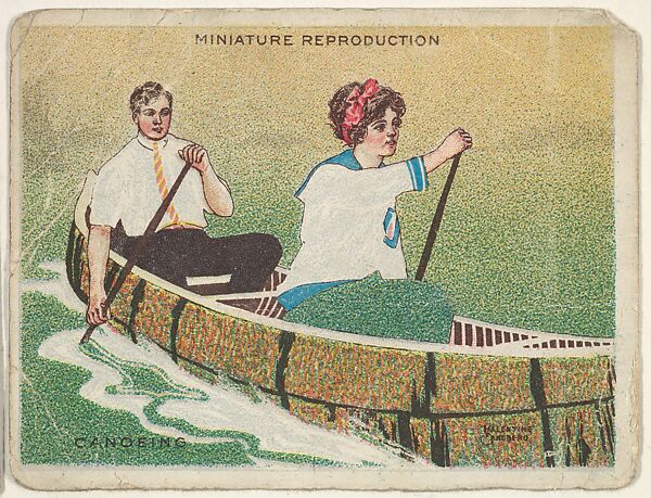 Card 309, Canoeing, from the series "Artistic Pictures" (T32), issued by Liggett & Myers Tobacco Company to promote Richmond Straight Cut Cigarettes, Valentine Sandberg, Commercial color lithograph 