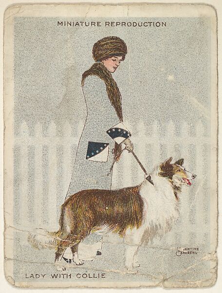 Card 311, Lady with Collie, from the series "Artistic Pictures" (T32), issued by Liggett & Myers Tobacco Company to promote Richmond Straight Cut Cigarettes, Valentine Sandberg, Commercial color lithograph 