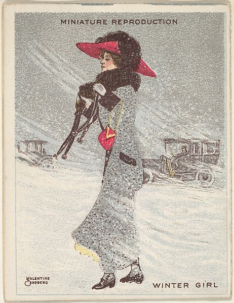 Card 315, Winter Girl, from the series "Artistic Pictures" (T32), issued by Liggett & Myers Tobacco Company to promote Richmond Straight Cut Cigarettes, Valentine Sandberg, Commercial color lithograph 