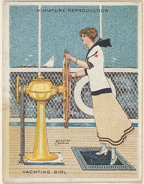 Card 312, Yachting Girl, from the series "Artistic Pictures" (T32), issued by Liggett & Myers Tobacco Company to promote Richmond Straight Cut Cigarettes, Valentine Sandberg, Commercial color lithograph 