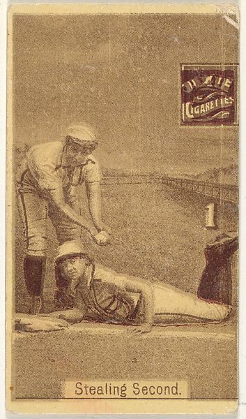 Card 1, Stealing Second, from the series "Women Baseball Players" (N508), issued by Pacholder Tobacco to promote Dixie Cigarettes, Issued by Pacholder Tobacco, Photolithograph 