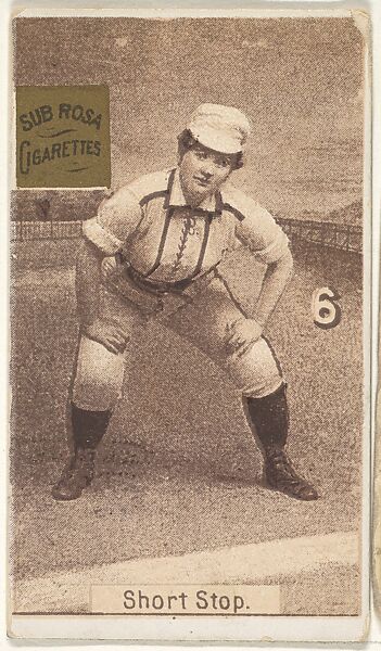 Card 6, Short Stop, from the series "Women Baseball Players" (N508), issued by Pacholder Tobacco to promote Sub Rosa Cigarettes, Issued by Pacholder Tobacco, Photolithograph 