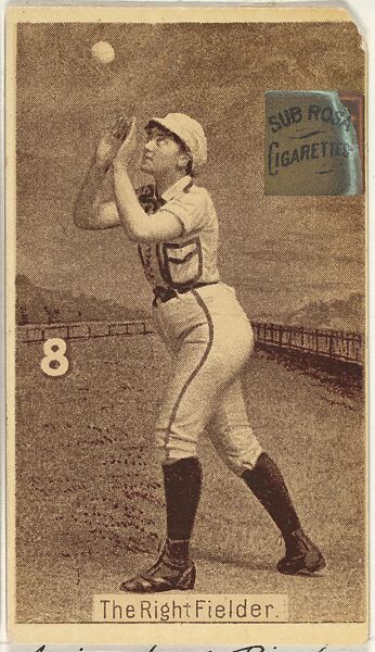 Card 8, The Right Fielder, from the series "Women Baseball Players" (N508), issued by Pacholder Tobacco to promote Sub Rosa Cigarettes, Issued by Pacholder Tobacco, Photolithograph 