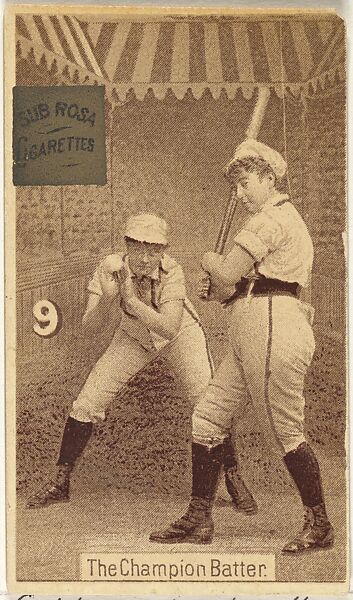 Card 9, The Champion Batter, from the series "Women Baseball Players" (N508), issued by Pacholder Tobacco to promote Sub Rosa Cigarettes, Issued by Pacholder Tobacco, Photolithograph 