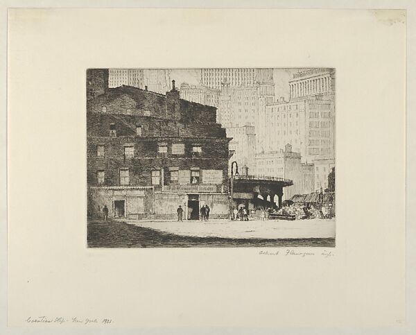 Coenties Slip, N. Y., Albert E. Flanagan (American, Newark, New Jersey 1884–1969 New York), Etching 