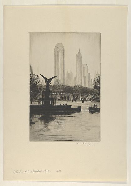 The Fountain, Central Park, Albert E. Flanagan (American, Newark, New Jersey 1884–1969 New York), Etching 