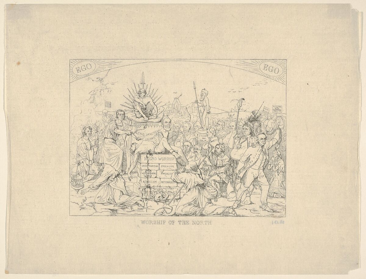 Worship of the North (from Confederate War Etchings), Adalbert John Volck (American (born Germany), Augsburg 1828–1912 Baltimore, Maryland), Etching 