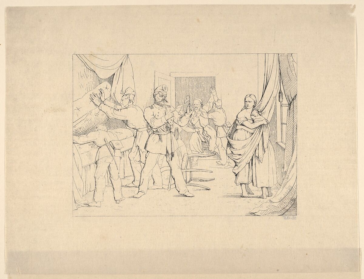 Searching for Arms (from Confederate War Etchings), Adalbert John Volck (American (born Germany), Augsburg 1828–1912 Baltimore, Maryland), Etching 