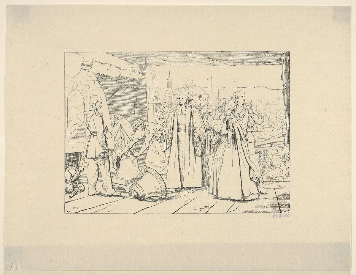 Offering of Bells to be Cast into Cannon (from Confederate War Etchings), Adalbert John Volck (American (born Germany), Augsburg 1828–1912 Baltimore, Maryland), Etching 
