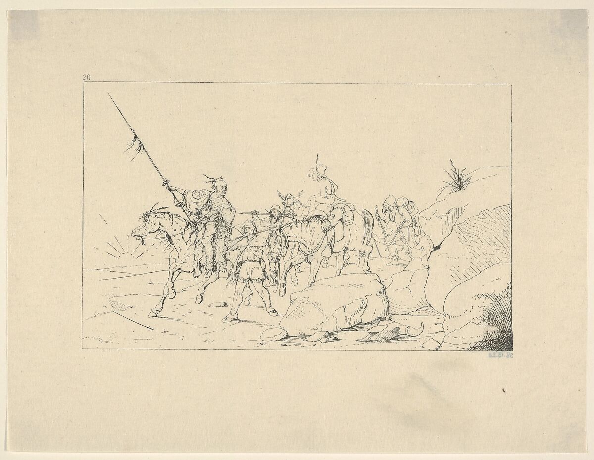 Albert S. Johnston Crossing the Desert to Join the Southern Army (from Confederate War Etchings), Adalbert John Volck (American (born Germany), Augsburg 1828–1912 Baltimore, Maryland), Etching 