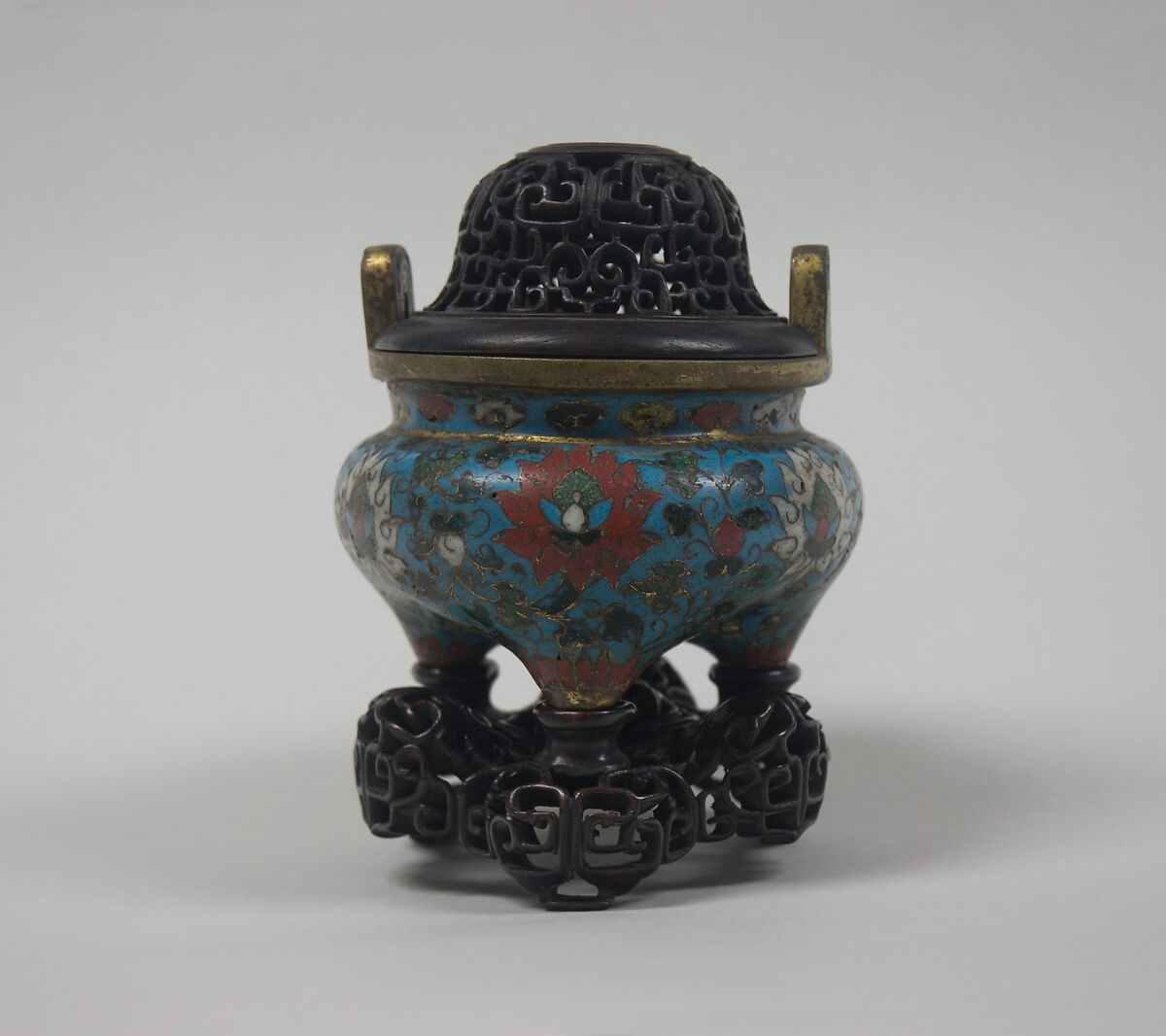 Incense burner with lotus scrolls, Cloisonné enamel, China
