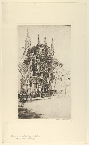 Transept of Notre Dame, Albert E. Flanagan (American, Newark, New Jersey 1884–1969 New York), Soft-ground etching 