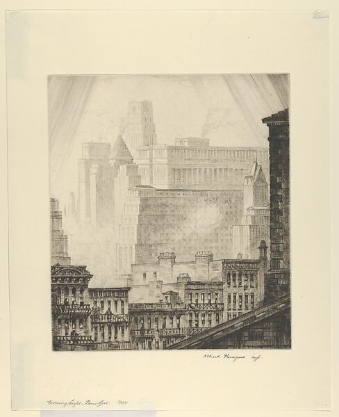 Downtown Manhattan, Albert E. Flanagan (American, Newark, New Jersey 1884–1969 New York), Etching and drypoint, second state 