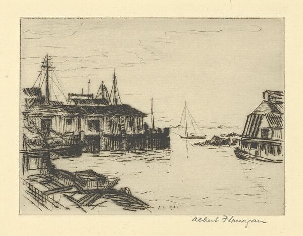 Piers and Wharves, Albert E. Flanagan (American, Newark, New Jersey 1884–1969 New York), Etching 