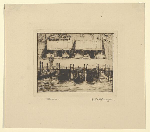 Venice (Gondolas), Albert E. Flanagan (American, Newark, New Jersey 1884–1969 New York), Etching 