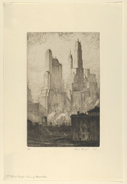 57th Street Group–Towers of Manhattan, Albert E. Flanagan (American, Newark, New Jersey 1884–1969 New York), Etching and drypoint 