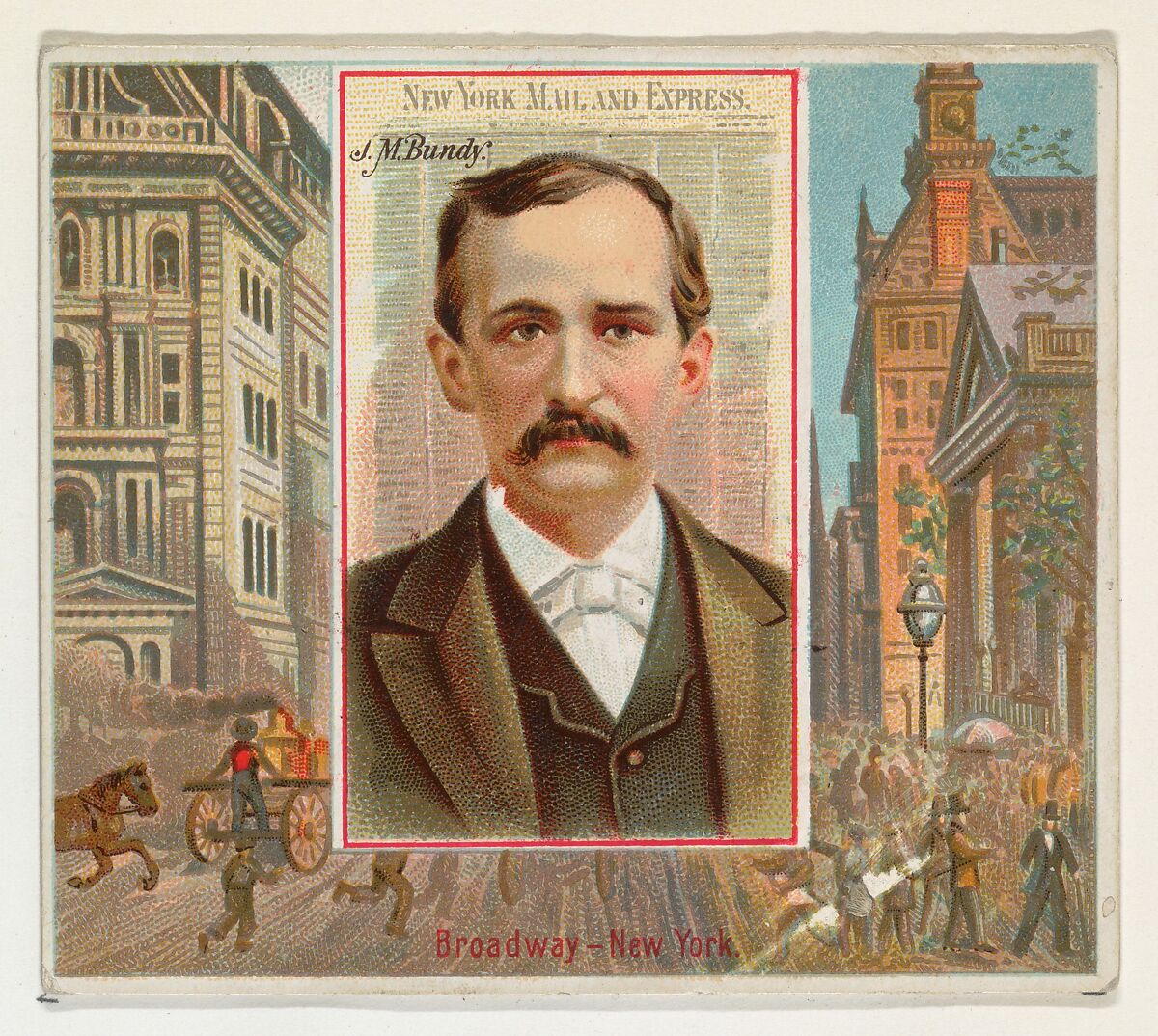 J.M. Bundy, New York Mail and Express, from the American Editors series (N35) for Allen & Ginter Cigarettes, Issued by Allen &amp; Ginter (American, Richmond, Virginia), Commercial color lithograph 