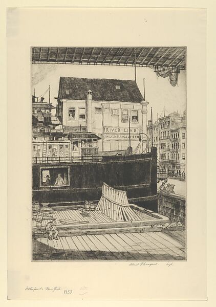 Waterfront, New York (East River), Albert E. Flanagan (American, Newark, New Jersey 1884–1969 New York), Etching 