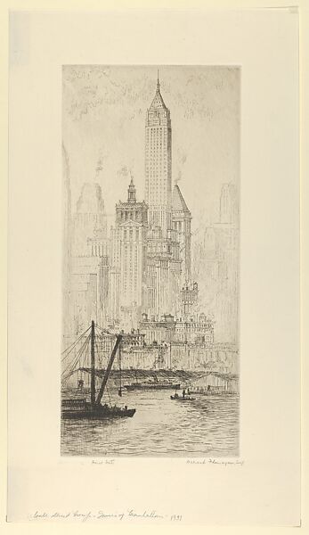 Wall Street Group–Towers of Manhattan, Albert E. Flanagan (American, Newark, New Jersey 1884–1969 New York), Etching 