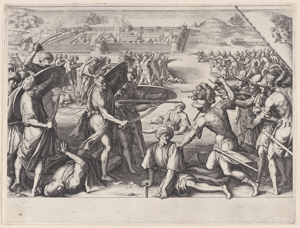 Attaque des Forts Avancés de Bone (Attack of the Strong Advances of Bone), from "La Vie de Ferdinand Ier de Médicis série appelée aussi Les Batailles des Médicis" (The Life of Ferdinand I de'Medici also called The Medici Battles), Jacques Callot (French, Nancy 1592–1635 Nancy), Engraving; first state of two (Lieure) 