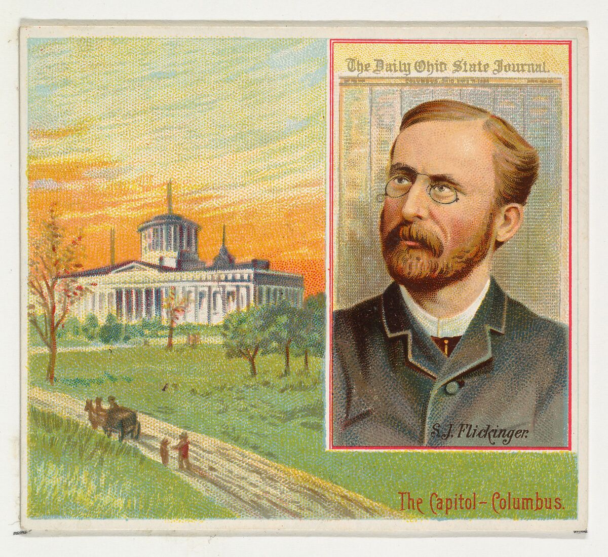 S.J. Flickinger, The Columbus Daily Ohio State Journal, from the American Editors series (N35) for Allen & Ginter Cigarettes, Issued by Allen &amp; Ginter (American, Richmond, Virginia), Commercial color lithograph 